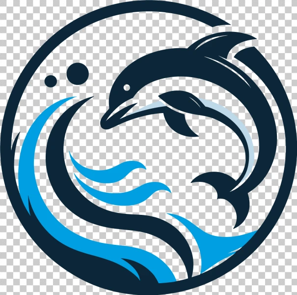 Free PNG blue dolphin logo design, transparent background
