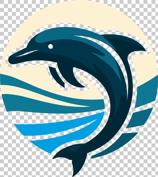 Free PNG blue dolphin logo design, transparent background