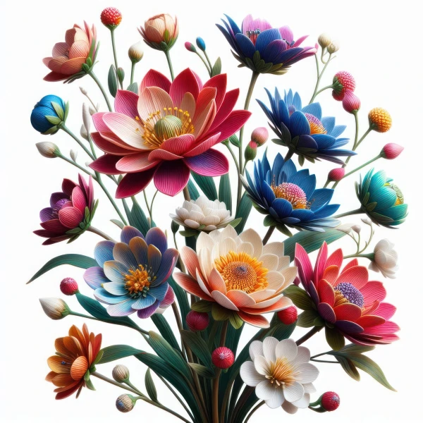 Free photo colorful flowers on white background. Isolated white background