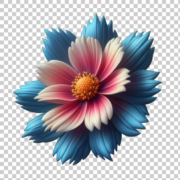 Free photo pink and blue flower on transparent background