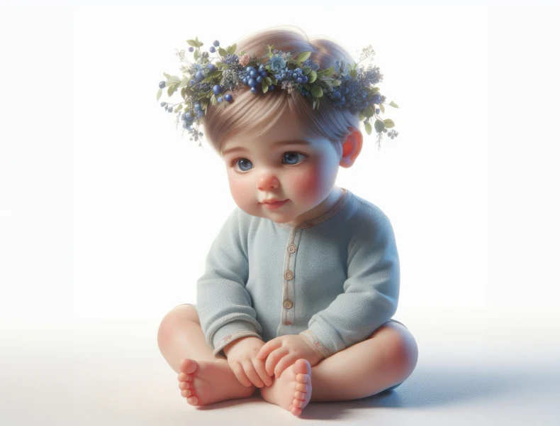 Free photo cute baby girl with blue eyes sitting on the floor