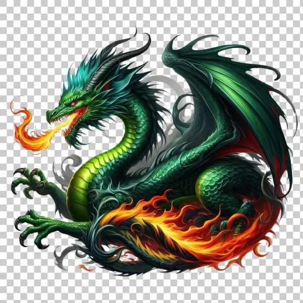 Free PNG illustration green dragon