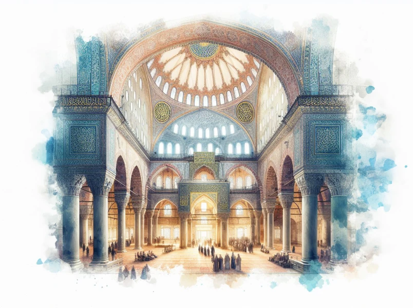 Water Color Mosque Illustration