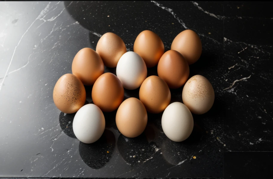 Eggs on black granite