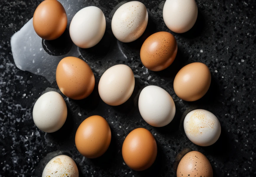 Eggs on dark granite