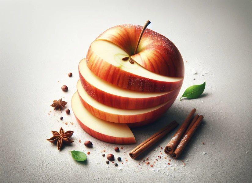 Sliced Red Apple with cinnamon