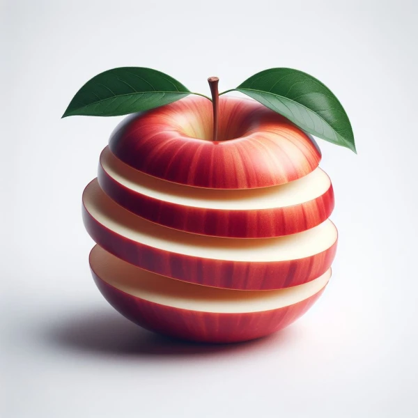 Sliced Red Apple with leaves