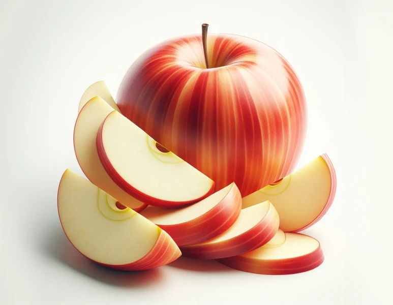Sliced Red Apple on white background